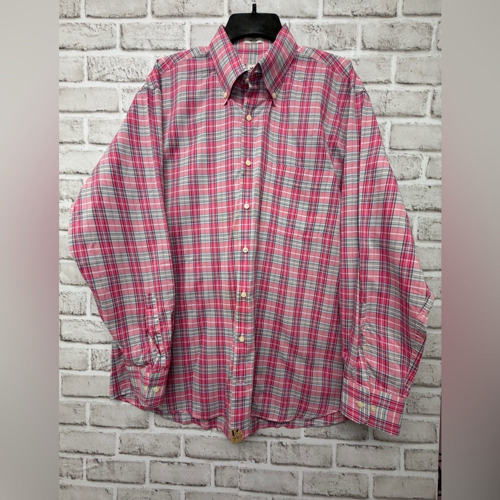 Peter Millar Men's Sz L.  Pink Plaid Button-Down Shirt
